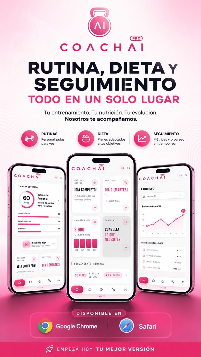 CoachAI Pro — Rutina, dieta y seguimiento en un solo lugar